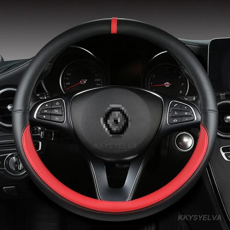 Housse de volant en cuir PU rouge en forme de O, compatible avec Renault Captur, Duster, Megane 2/3, Clio, Logan, Laguna 2, Kadjar et Scenic 2. Accessoires auto. (1/5)