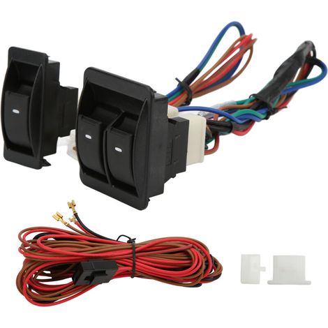5-piece universal car electric window switch regulator kits with wiring harness for 2 doors. (1/5)