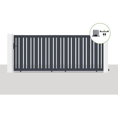 Pack portail coulissant électriqueVEYMONT 400x160cm Gris + Motorisation RANGER C300 (1/5)