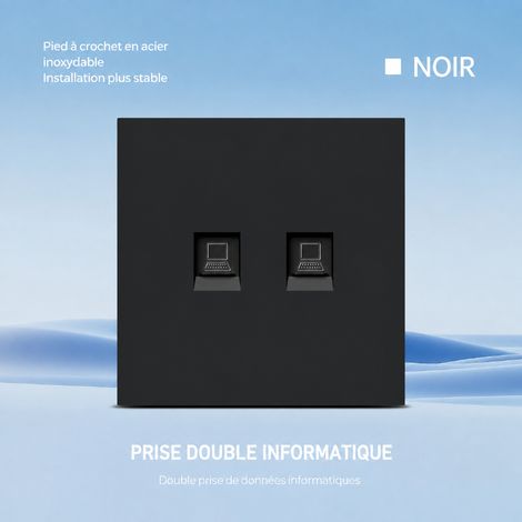 Double prise murale informatique B1 grand panneau ultra-fin en PC réf 9768 300 g – Livraison gratuite