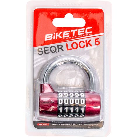 Cadenas à combinaison numérique BIKETEC SEQR 5 (possibilité de réinitialisation de la combinaison)