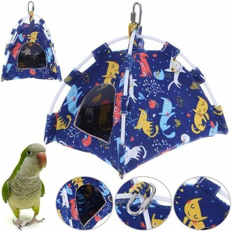 Nid suspendu en forme de balançoire pour perroquet, tente triangulaire chaude et lavable pour animaux de compagnie (perruche, cacatoès, canari), jouet pour cage, taille S (1/4)