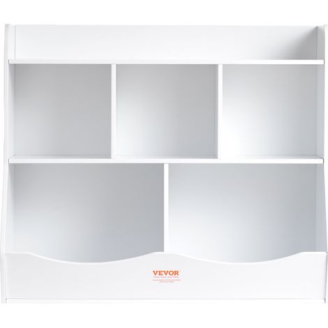 Meuble de Rangement pour Enfants 3 Niveaux, Bibliothèque à 5 Cases, Étagère de Rangement en Bois Blanc, Organisateur des Jouets Livres pour Maison Salle de Classe Garderie École Maternelle (1/5)
