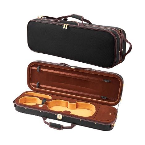 Estuche para Violín 4/4 de Tamaño Completo, Estuche para Violín Rectangular de 790 x 255 x 150 mm de Nailon con Higrómetro Integrado, Forro de Felpa, Correas Dobles para el Hombro, Negro (1/5)