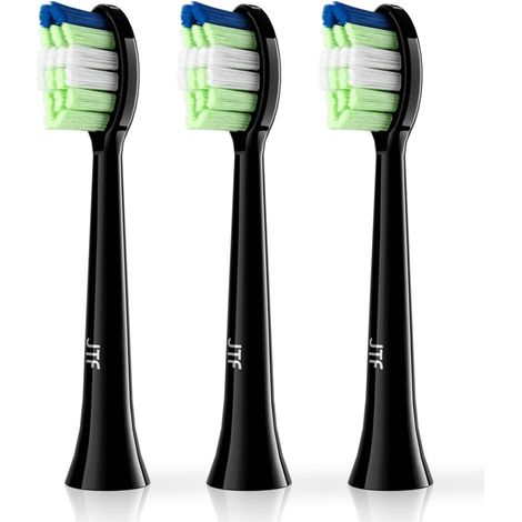 Lot de 3 brosses à dents électriques pour brosses de rechange - Poils moyens doux - Convient pour P200 (noir) (1/5)