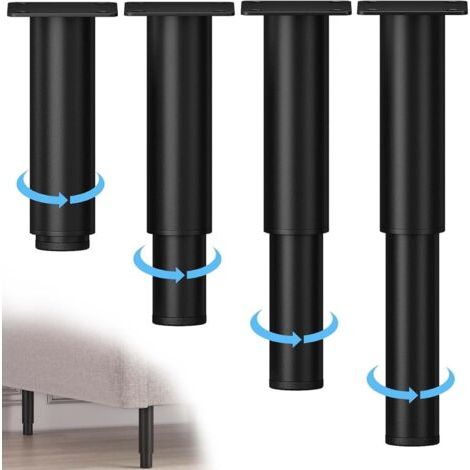 4 pcs Pieds de Meuble Réglables, Pied de Meuble 20-37cm Hauteur Réglable de Meuble en Métal, Pieds de Meubles avec Vis pour Meubles, Canapé, Lit, Table de Nuit, Cuisine, Armoire (1/5)