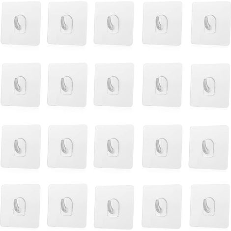 Crochet Adhésif,20 PCS Crochets Auto-adhésifs Crochets Mural Transparents Crochets Multi-usages Sans Couture Crochets pour Cuisine Salle de Bain Chambre à Coucher Suspendu Serviette Mur Porte Plafond (1/5)