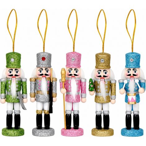 Ornements de Noël Casse-Noisette en bois, pendentif pailleté pour sapin, décoration de fenêtre, mur, bureau ou table pour les fêtes (1/5)