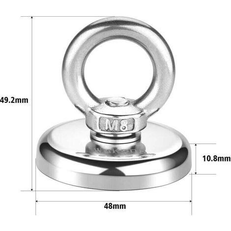 Aimants puissant Puissant aimant neodyme diamètre 48 mm 75KG force de traction pour l'industrie et la science, pêche magnétique (1/5)