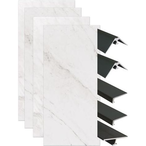 ONDEE - Kit instalación paneles murales nicho EVENA mármol gris 200cm perfil negro (1/4)