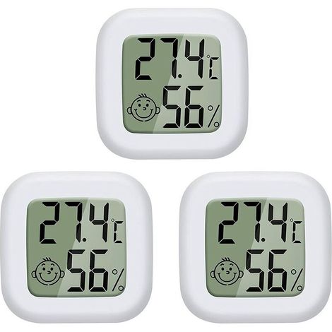 EASYCOMFORT Mini LCD Digital Indoor Thermometer Hygrometer Temperature and Humidity High Accuracy Portable 50℃70℃ 10%99%RH (White) 3 pcs (1/5)