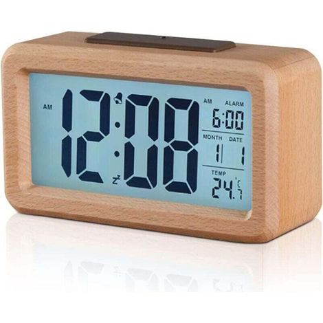 Réveil Numérique,Horloge de Chevet, Réveil Numérique en Bois,Horloge Numérique LED,Horloge Digitale Réveil LED Horloge Numérique avec Affichage L'heure,Date, Température, Veilleuse pour Chevet (1/4)