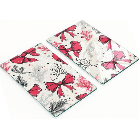 Tableros de vidrio duraderos y elegantes con dise帽o de cinta navide帽a, 2x30x52 cm.