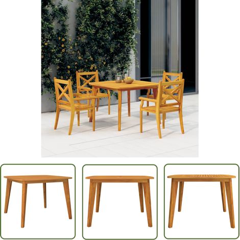 The Living Store Gartentisch 110x110x75 cm Massivholz Akazie - Holztisch - Gartentisch - Esszimmertisch - Akazientisch - Outdoor Möbel