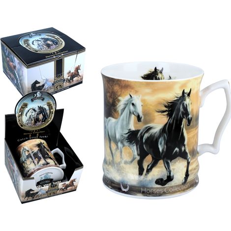 Carmani, taza de porcelana de 450 ml - Colección Caballos, caballos (1/5)