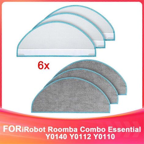 Lot de 6 lingettes de rechange Y0140 pour aspirateur iRobot Roomba Combo Essential Y0140, Y0112 et Y0110.