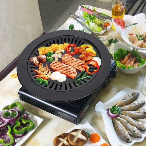Poêle à Barbecue Rond Antiadhésif pour Cuisson sans Fumée - Ustensile de Cuisine (1/5)