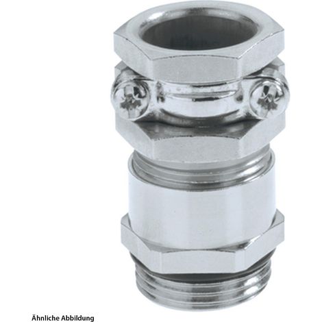 LAPP Verschraubung mit externer Zugentlastung M16x1,5 mit Einschnittgummi Messing (CuZn) vernickelt Gewindelänge 5,0mm - 1 Stück (1/2)