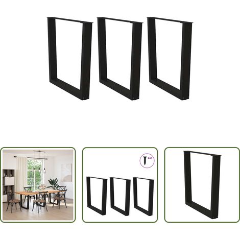 vidaXL Patas para mesa de comedor en forma de V (3 unidades), color negro, 90 x (72-73,3) cm, acero (1/5)