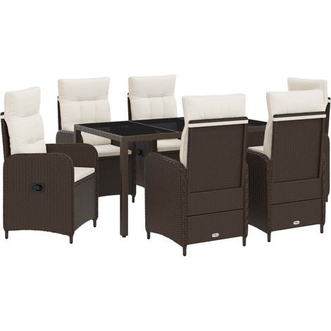 Maison Exclusive - Set da pranzo per esterni 7 pz Marrone e Bianco Crema (1/5)