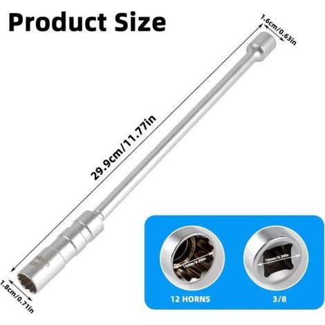Clé à Bougie 14mm Douille de Bougie D'allumage,Magnétique Clé à Bougie Pivotant à 360 °,3/8 "Universelle Cle a Bougie (1/4)