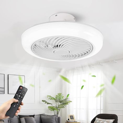 Ventilateur de plafond avec lumière, ventilateur de plafond LED avec télécommande et application, intensité variable, 3 températures de couleur, 46 cm (1/5)