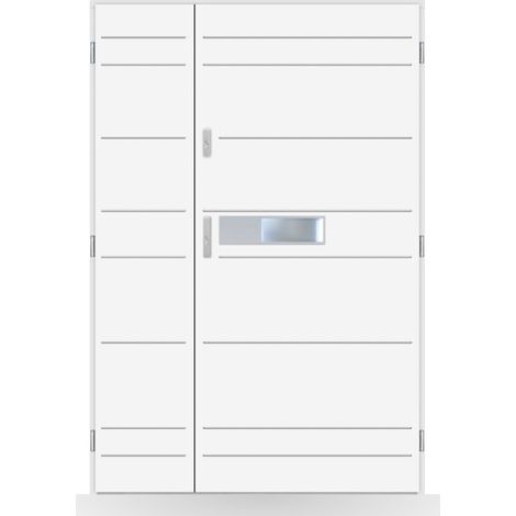 Porte d'entrée double Solène - 130-140-150x208cm - Couleur: Blanc - Poussant: Droit - Dimensions: 90x40 cm (1/2)
