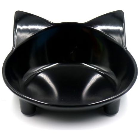 Bol pour chat noir, antidérapant, ergonomique pour le confort des moustaches. (1/5)