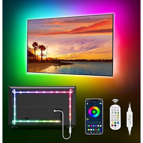LED TV Strip Light with LED Backlight, 3m RGBIC for TV Behind TV, USB for 43-65 inch TV, Bluetooth App Control, Music Sync… (1/5)