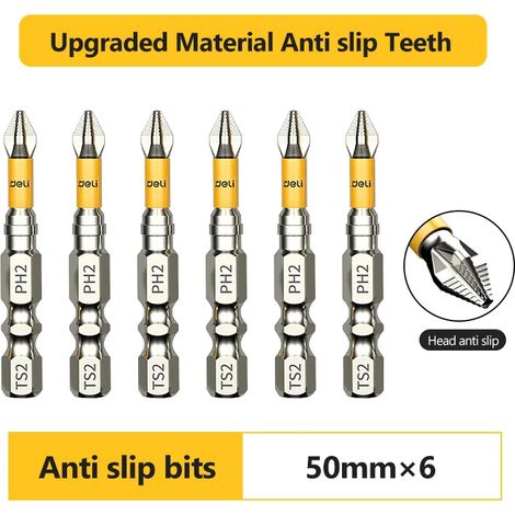 Lot de 6 tournevis Phillips magnétiques antidérapants PH2, pour perceuses et outils manuels, tailles 25/50/65/70/90/150 mm-AquaForge (1/5)