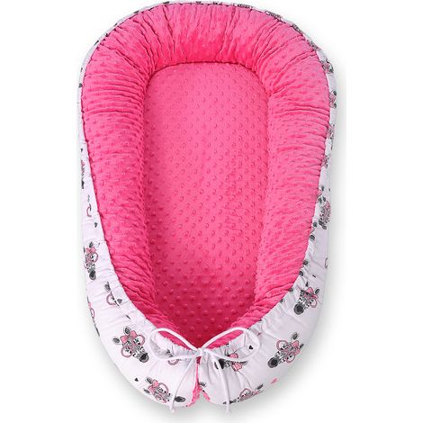 Babykokon, doppelseitig, Laufstall, Wickeltuch, Premium BOBONO Minky - rosa Zebras (1/5)