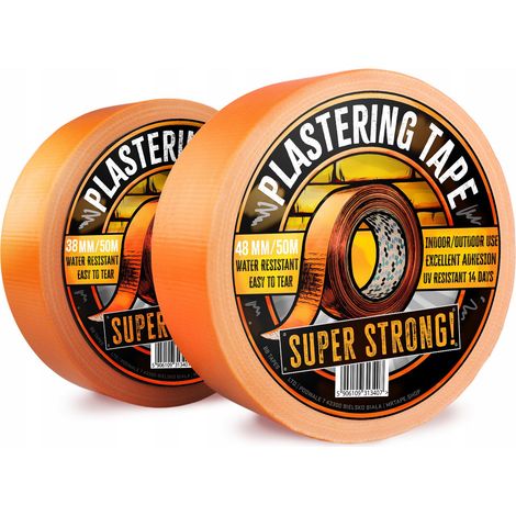 Preiswertes orangefarbenes Bauputzband, stark, 38 mm/50 m, UV-beständig