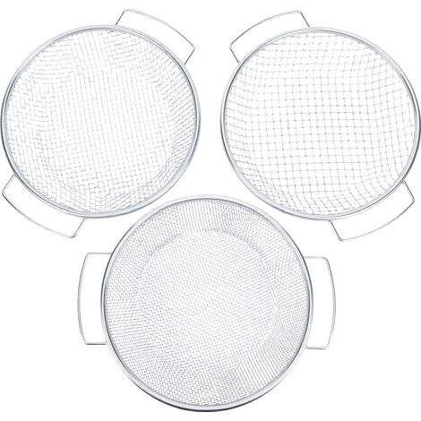 Tamis à terre 3 pièces de 30 cm avec poignée, mailles 3 mm, 6 mm et 9 mm, seau de 19 litres pour tamiser le sable et filtrer le compost. (1/5)