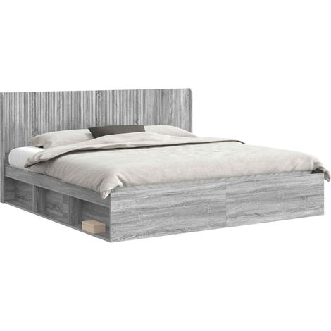 Bed Frame with Storage and Headboard Grey Sonoma 180 x 200 cm vidaXL (1/5)