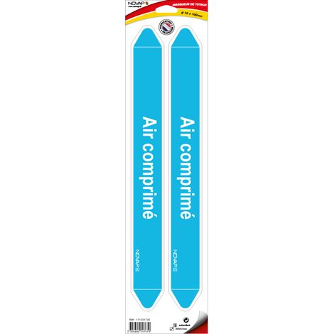 Planche de 2 marqueurs de tuyauterie 450 x 52 mm pour Ø 70 à 100 mm - Air comprimé - 4707679