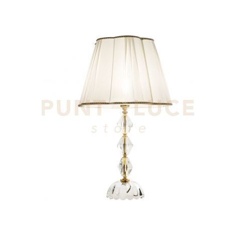 LUME/G BRIGIDA 1 LUCE ATTACCO E27 H.40+26CM IN CRISTALLO E ORO PARALUME AVORIO E ORO