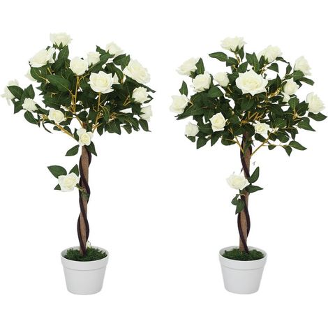 Arbre Artificiel - Camélia Artificiel En Pot De Ciment - Pour Intérieur Et Extérieur - Hauteur 90 Cm - 1 Pièce (1/5)
