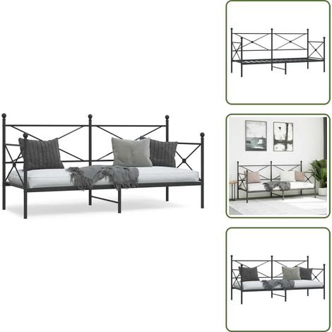 Etagenbett ohne Matratze Schwarz 90x200 cm Stahl - Ausziehbares Tagesbett - Ausziehbare Tagesbetten - Schlafbett - Gästebett