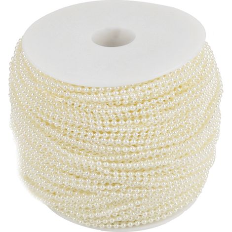Ruban de perles imitation perle 100m/rouleau, fil de guirlande DIY mariage, 2,5mm (beige) (1/5)