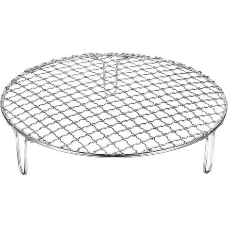Grille de barbecue ronde, grille de barbecue croisée en acier inoxydable de 7,9 pouces avec pieds de 50 mm. (1/4)
