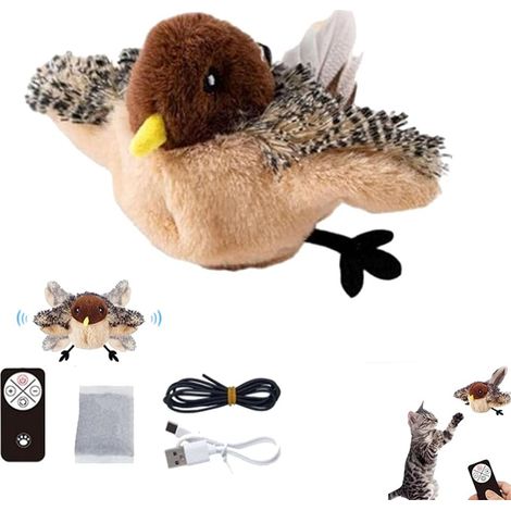 Jouet Interactif Pour Chat - Oiseau Mouvant Avec Son Réaliste - Pour Chats Intérieurs - Rechargeable USB - 1 Pièce (1/5)
