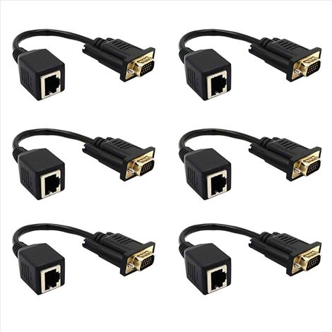 Convient aux adaptateurs VGA vers RJ45 6 ports, aux connecteurs de câbles réseau et aux câbles d'extension de moniteur.
