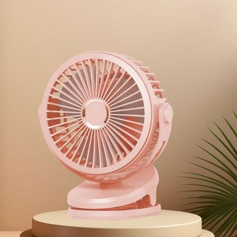 Ventilateur À Pince de Bureau - - Clip Suspendu - 10000mAh - Rose Cerise Tardif