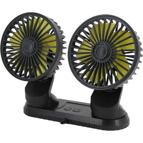 Ventilateur de voiture d'été 10W, alimenté par USB, multi-angle rotatif, double tête, 3 vitesses, ABS, accessoires de refroidissement de voiture (1/4)