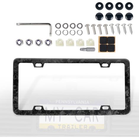 Car carbon fiber license plate frame modification, American style license plate frame, European and American new traffic regulations, dry carbon license plate holder decorative frame - carbon fiber - 