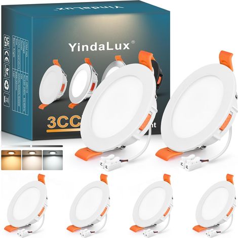 Spot LED Encastrable 68mm 5W 550LM Spots de plafond IP44 Spot salle de bain, Blanc Chaud 3000K Blanc Neutre 4000K Blanc Froid 6000K Réglable, Trou Φ65-75mm, AC220-240V, Lot de 6, Noir