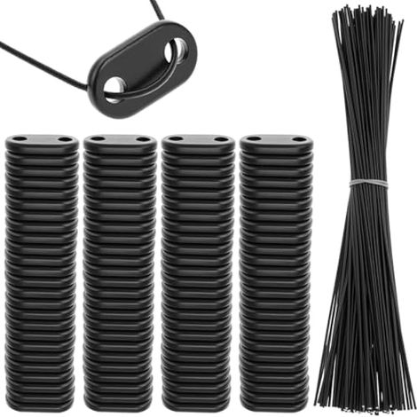 200 Pièces Fixation pour Brise-Vue, 100 Plaquettes de Montage en PVC résistantes aux intempéries et 100 Attaches, pour Jardin, terrasse et Balcon (1/5)