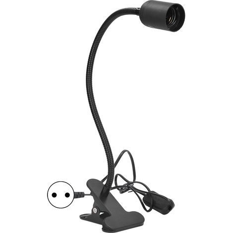 E27/E26 Lampenfassung mit Universalklemme und flexiblem Schwanenhals, lange Klemmfassung für Schreibtischlampe, schwarzer einarmiger Lampenkopf (Leuchtmittel nicht enthalten, 100-240 V, europäischer S (1/5)