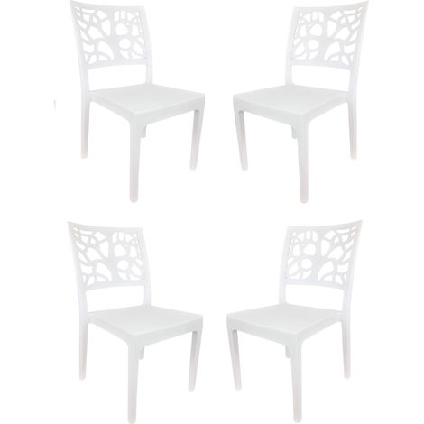 Sedia da bar cucina in polipropilene impilabile TETI bianco Set 4 (1/2)