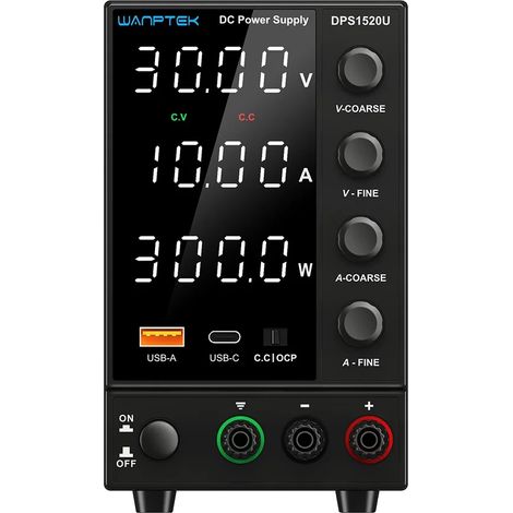 Alimentation DC Wanptek, Sortie 30V 10A, Régulation de Tension Ajustable (1/2)